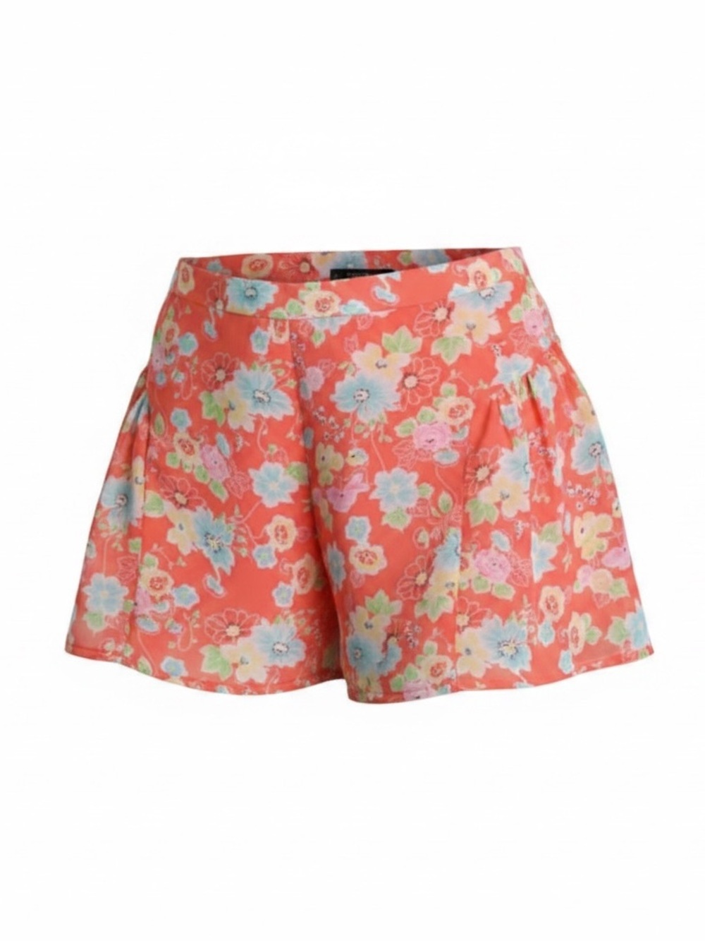Free People Pleated Shorts Coral Combo Floral Print Size 8 Lightweight NWT